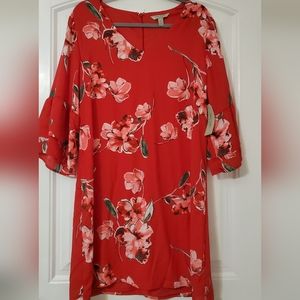 Red floral dress